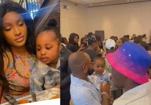 Singer Davido seen in public for the first time with his two-year-old son, Dawson, with UK-based makeup artiste Larissa London