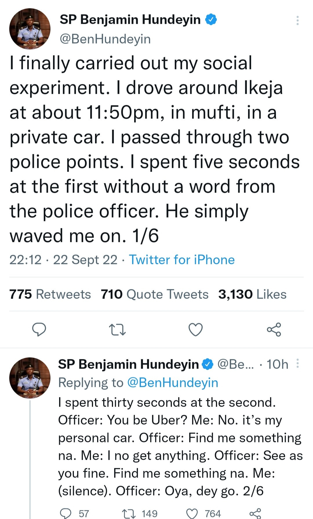 SP Benjamin Hundeyin tweets
